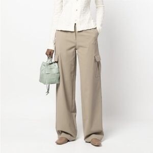 Theory wide leg cargo Wool Blend trouser pants khaki tan women’s size 10